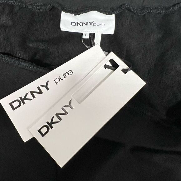 DKNY Pure Travel Pants Black Elastic Waist Wide Leg Lounge Leisure Size Large - Picture 9 of 13